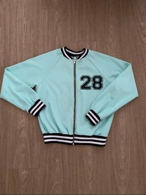 Mint Bomber Jacket Hoodie with Number 28